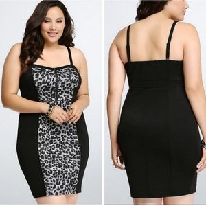 Torrid Leopard/Black bodycon dress size 2